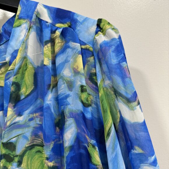 Taylor Chiffon Maxi Dress Plus Size 22W Blue Floral Semi Formal Wedding Guest - Picture 4 of 10